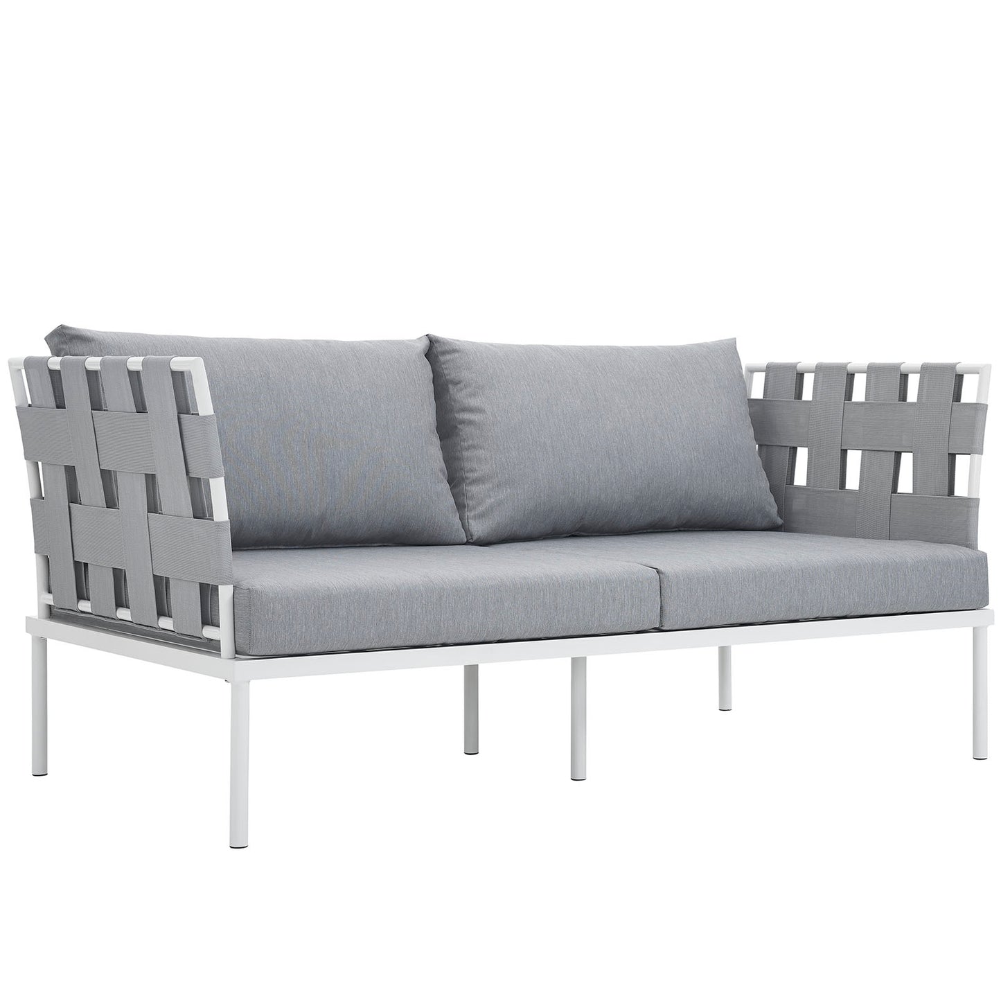Harmony Outdoor Patio Aluminum Loveseat by Modway in White Gray