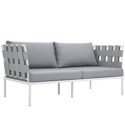 Harmony Outdoor Patio Aluminum Loveseat by Modway in White Gray