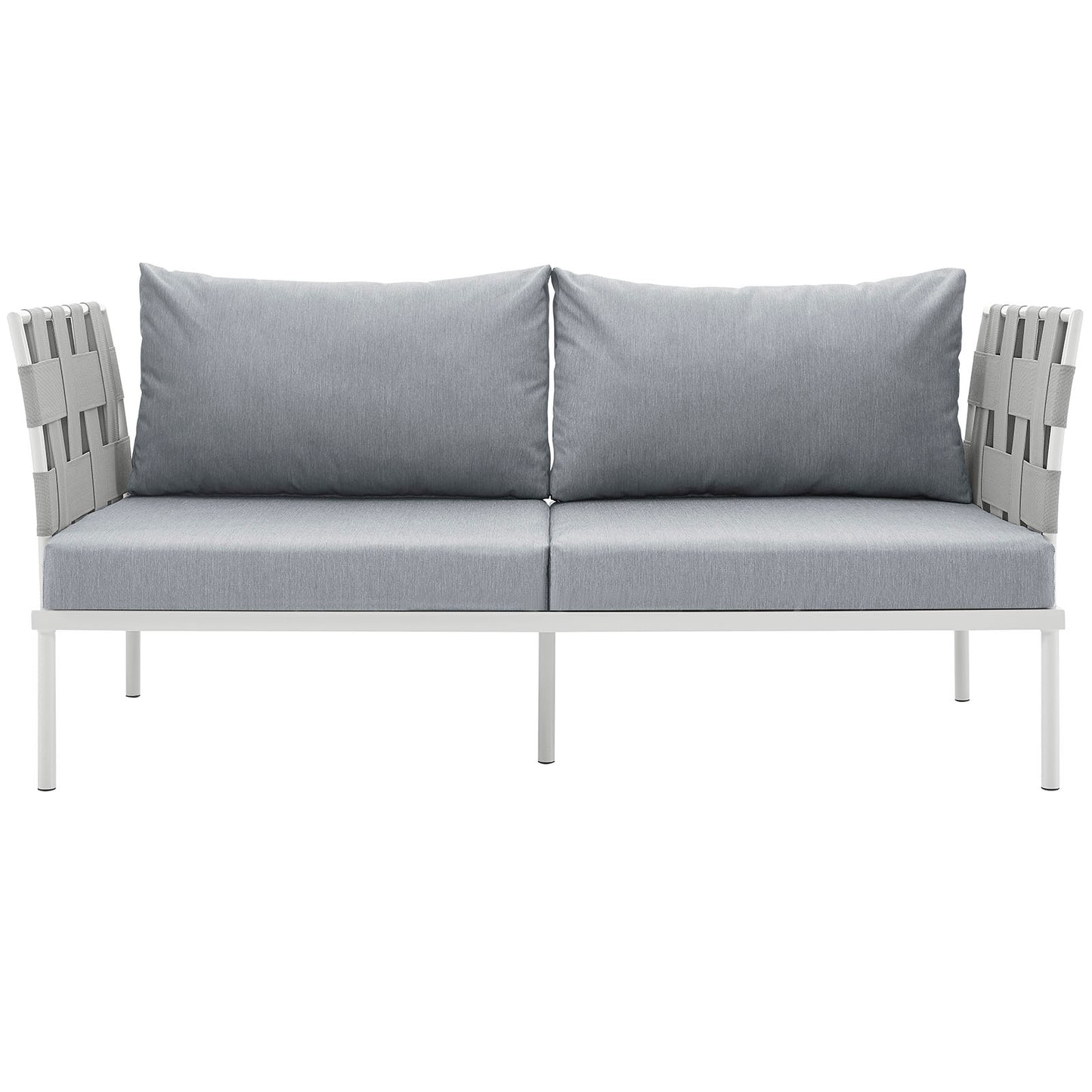 Harmony Outdoor Patio Aluminum Loveseat by Modway in White Gray