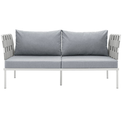 Harmony Outdoor Patio Aluminum Loveseat by Modway in White Gray