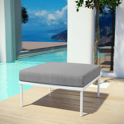 Harmony Outdoor Patio Aluminum Ottoman by Modway in White Gray