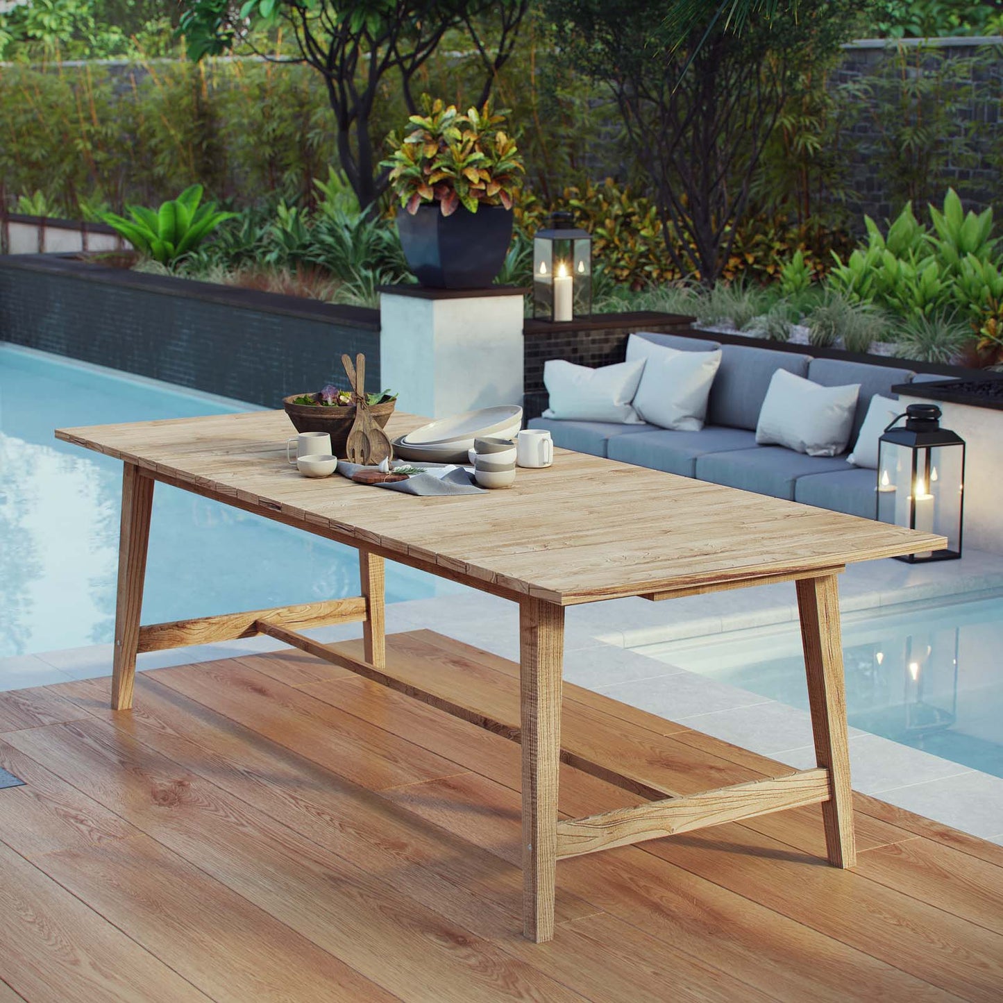 Dorset Outdoor Patio Teak Dining Table by Modway in Natural