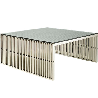 Lux Brushed Steel Coffee Table with tempered glass