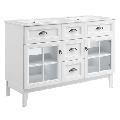 Isle 48" Double Bathroom Vanity Cabinet  in White White