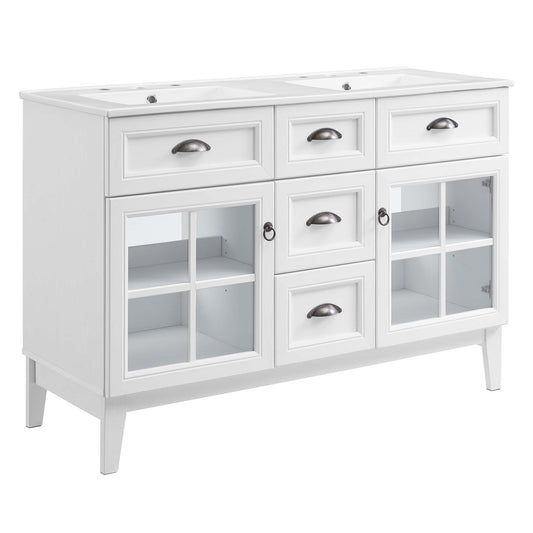 Isle 48" Double Bathroom Vanity Cabinet  in White White