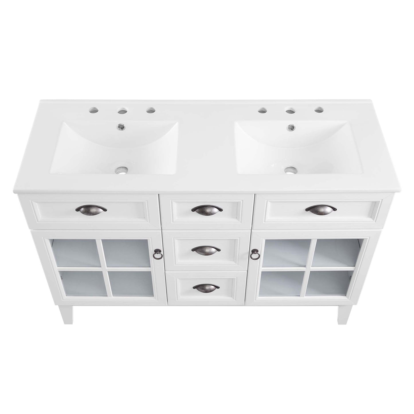 Isle 48" Double Bathroom Vanity Cabinet  in White White