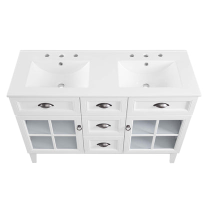 Isle 48" Double Bathroom Vanity Cabinet  in White White
