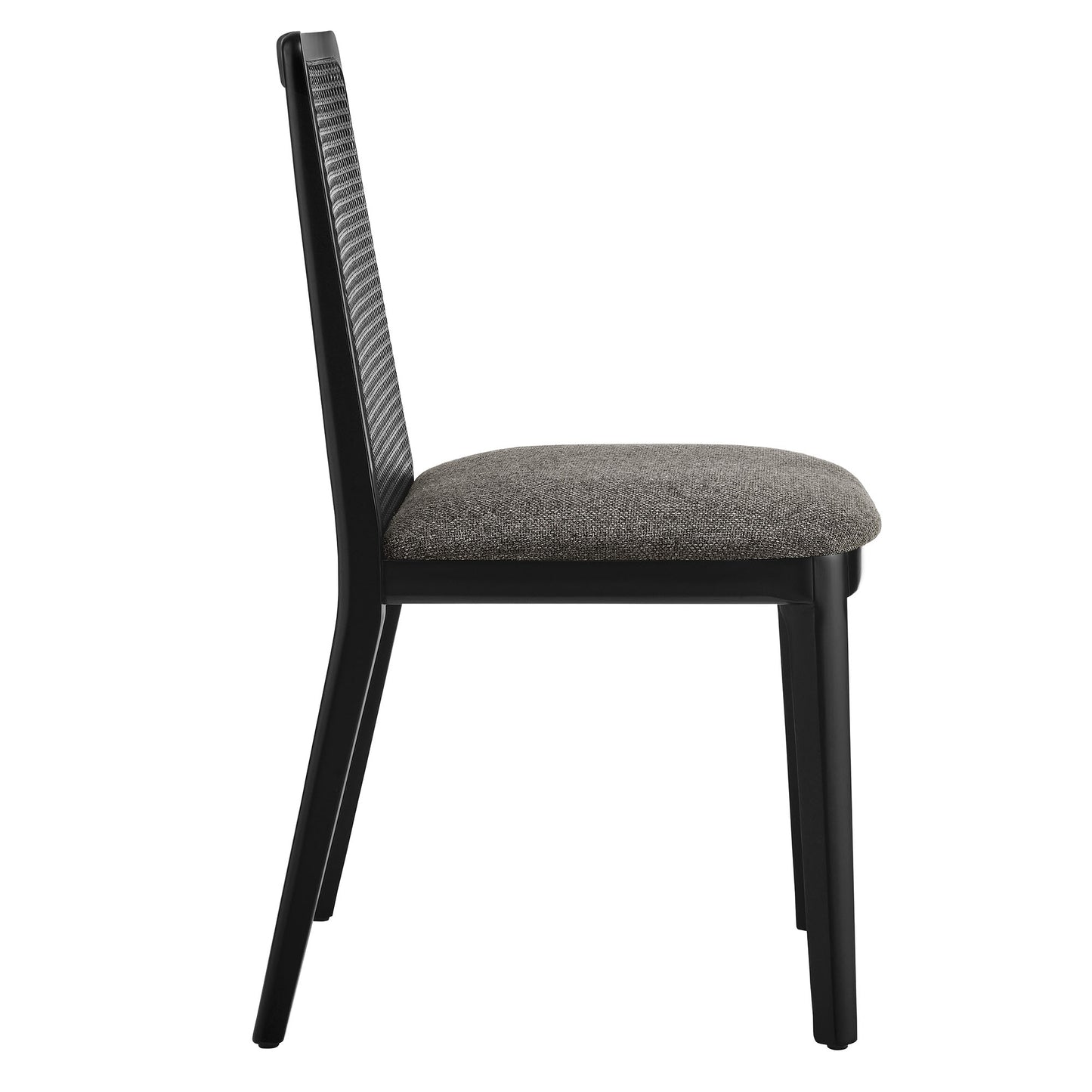 Monarch Wood and Rattan Dining Side Chair  in Black Black Gray