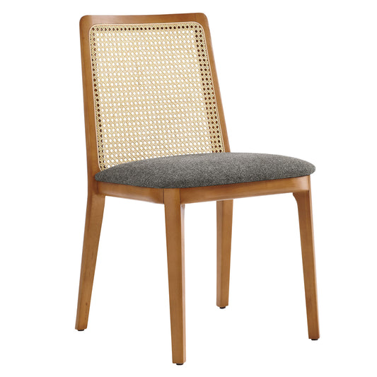 Monarch Wood and Rattan Dining Side Chair  in Honey Natural Gray