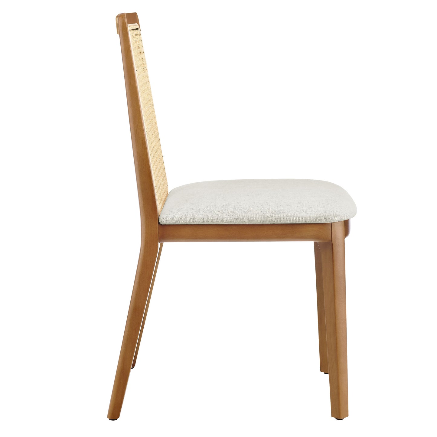Monarch Wood and Rattan Dining Side Chair  in Honey Natural Heathered Weave Ivory