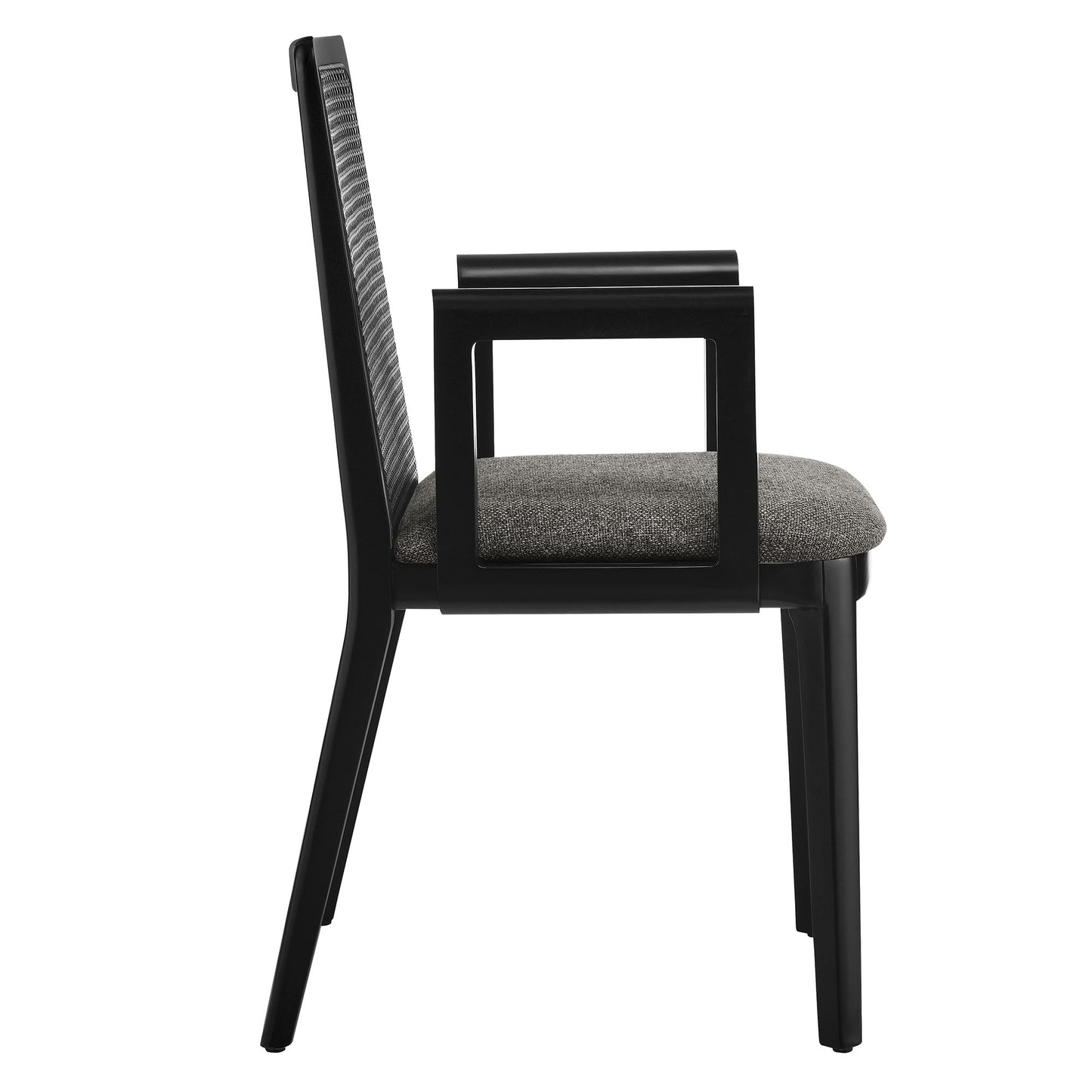 Monarch Wood and Rattan Dining Armchair  in Black Black Gray