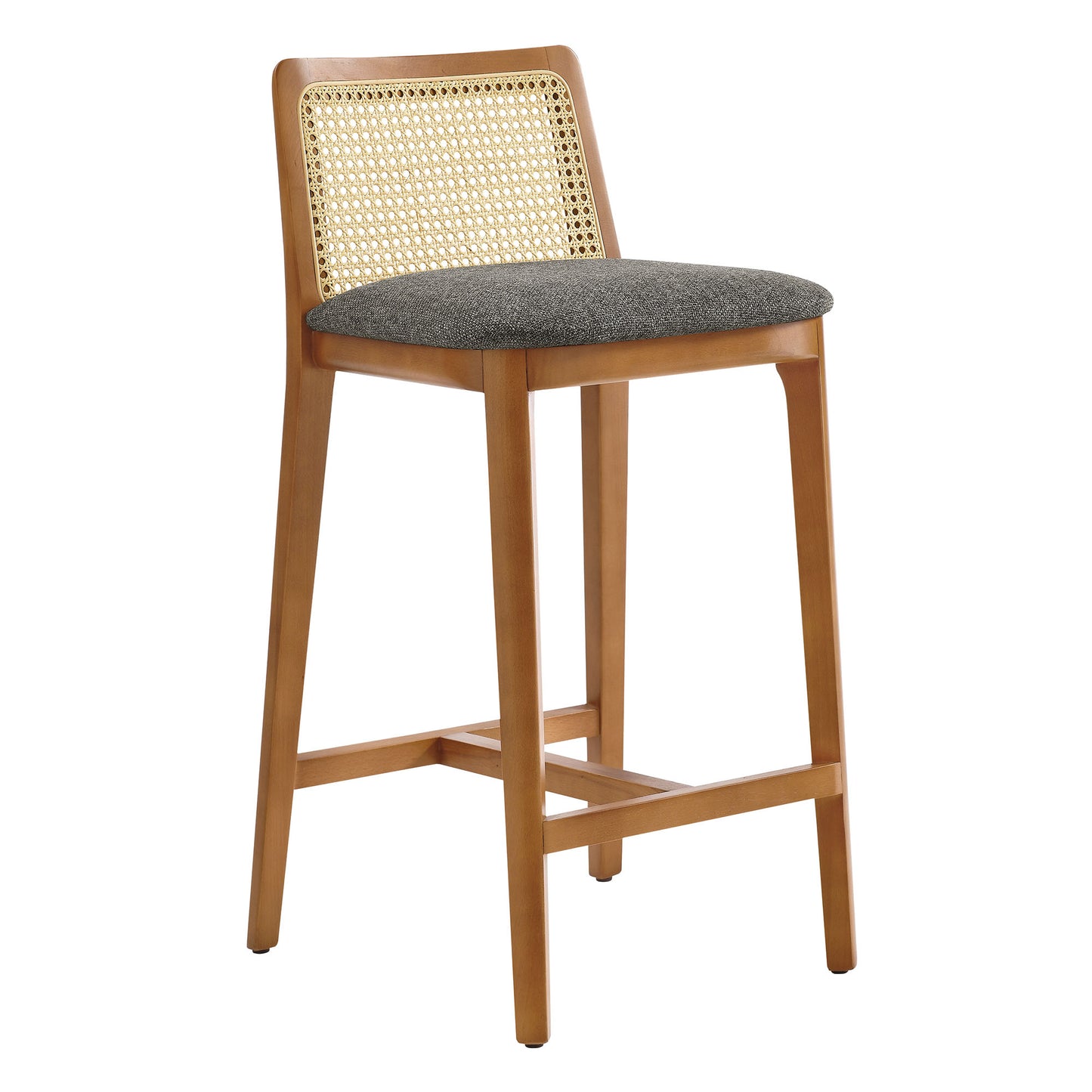 Monarch Wood and Rattan Counter Stool  in Honey Natural Gray
