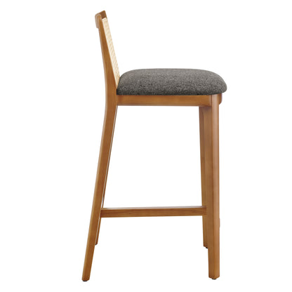 Monarch Wood and Rattan Counter Stool  in Honey Natural Gray