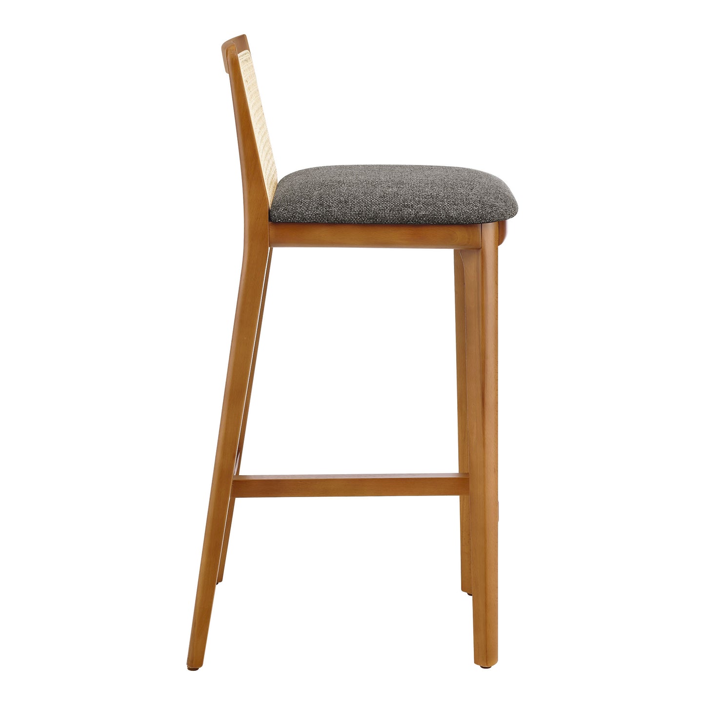 Monarch Wood and Rattan Bar Stool  in Honey Natural Gray