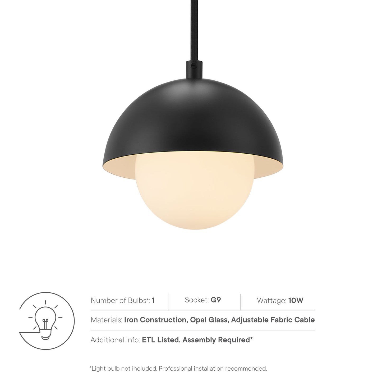 Eclipse Globe Pendant Light  in Black