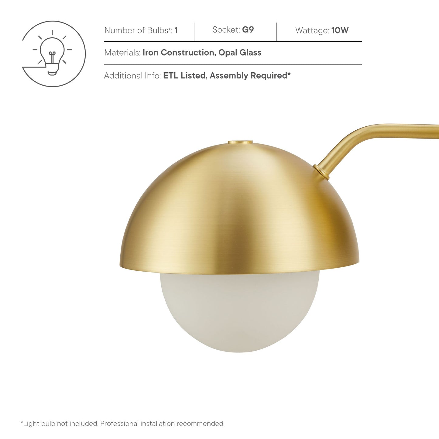 Eclipse Globe Wall Sconce  in Brass