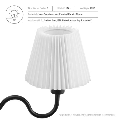 Wave Squiggle Arm Wall Sconce  in Black