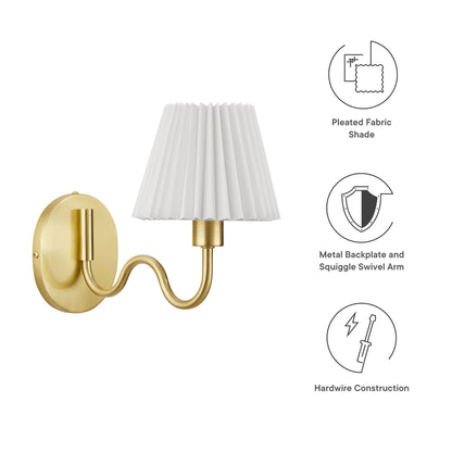 Wave Squiggle Arm Wall Sconce  in Brass