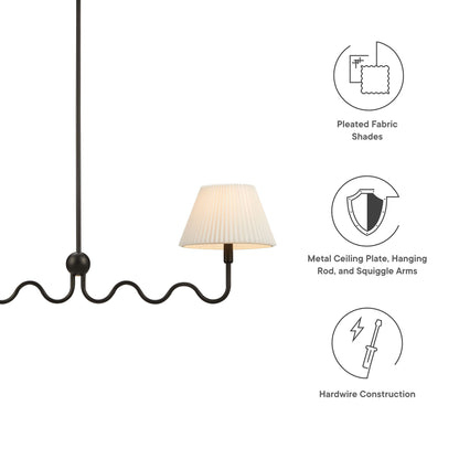 Wave Squiggle 2-Arm Pendant Light  in Black