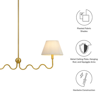 Wave Squiggle 2-Arm Pendant Light  in Brass