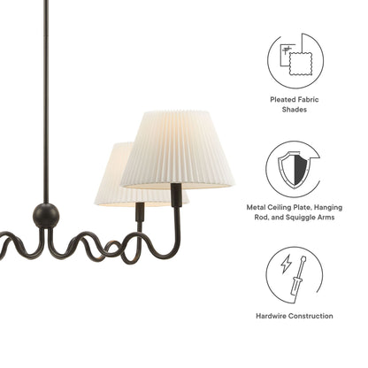 Wave Squiggle 4-Arm Pendant Light  in Black
