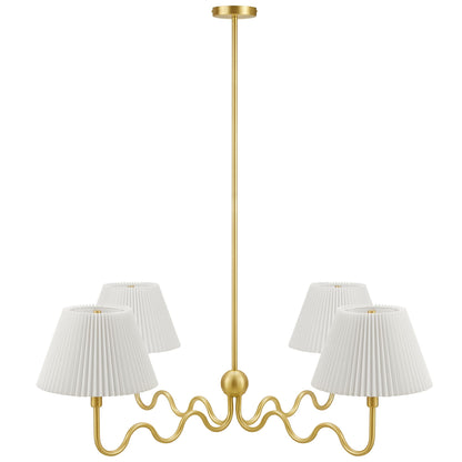 Wave Squiggle 4-Arm Pendant Light  in Brass