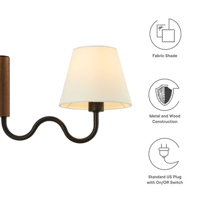 Sunlit Squiggle Arm Wall Sconce  in Walnut Black