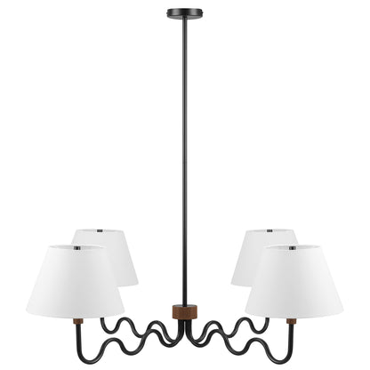 Sunlit Squiggle 4-Arm Pendant Light  in Walnut Black