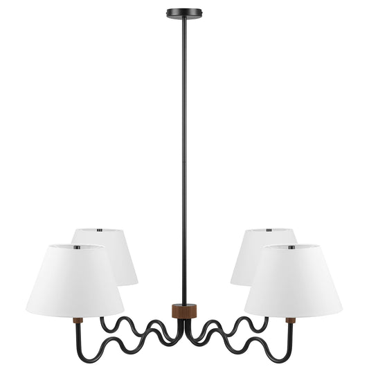 Sunlit Squiggle 4-Arm Pendant Light  in Walnut Black