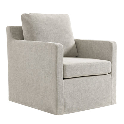 Serene Linen Slipcovered Swivel Armchair  in Linen