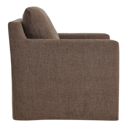 Serene Linen Slipcovered Swivel Armchair  in Mocha