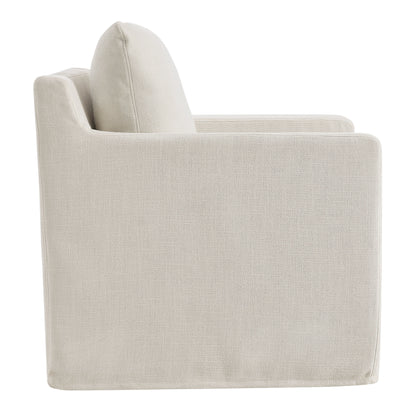 Serene Linen Slipcovered Swivel Armchair  in Salt