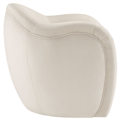 Compose Performance Velvet Accent Chair  in Alabaster