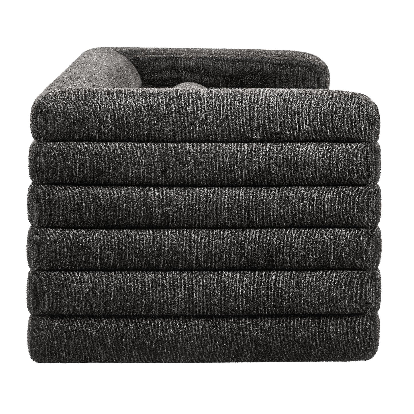 Relle Channel Tufted Boucle Upholstered Sofa  in Charcoal