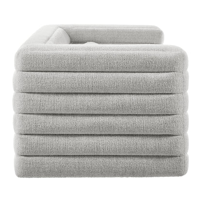 Relle Channel Tufted Boucle Upholstered Sofa  in Newsprint