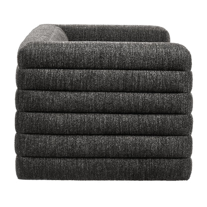 Relle Channel Tufted Boucle Upholstered Loveseat  in Charcoal