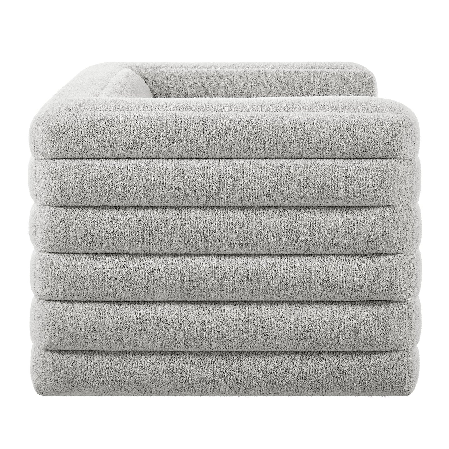 Relle Channel Tufted Boucle Upholstered Loveseat  in Newsprint