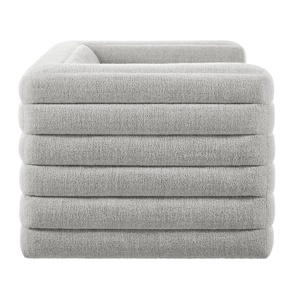 Relle Channel Tufted Boucle Upholstered Loveseat  in Newsprint