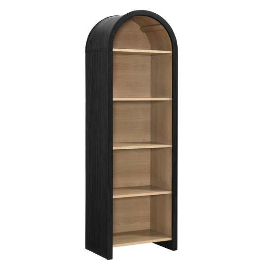 Evie Arched Narrow Bookcase Display Cabinet  in Black