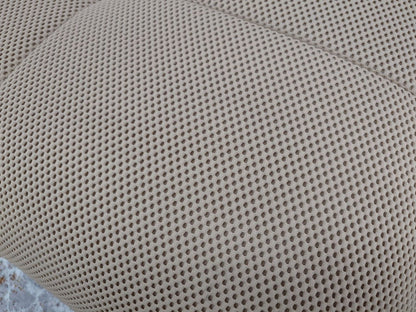 Gorgeous tufted Right facing sectional upholstered in soft beige performance mesh fabric