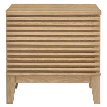 Render Two-Drawer Nightstand  in Oak