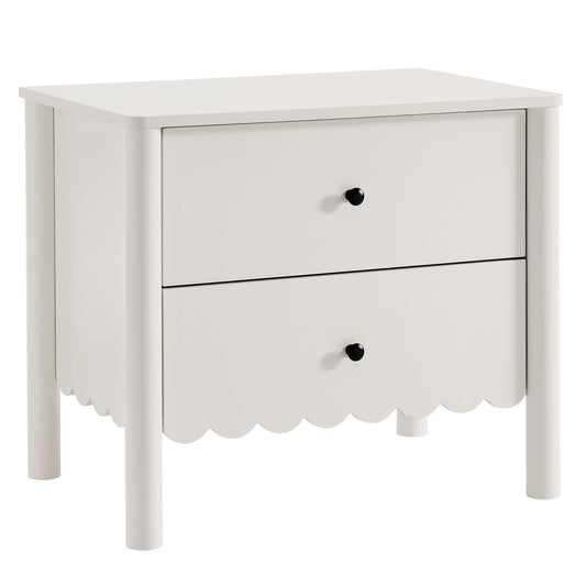 Lucine Scalloped 2-Drawer Nightstand  in White