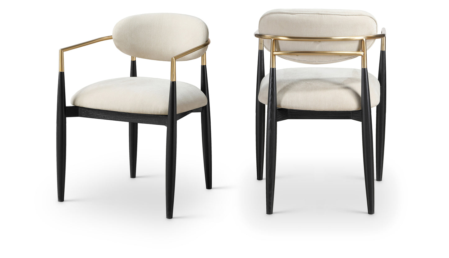 Panthere Premium Wood and Brass Dining Chair w/Performance Fabric