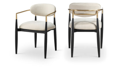 Panthere Premium Wood and Brass Dining Chair w/Performance Fabric