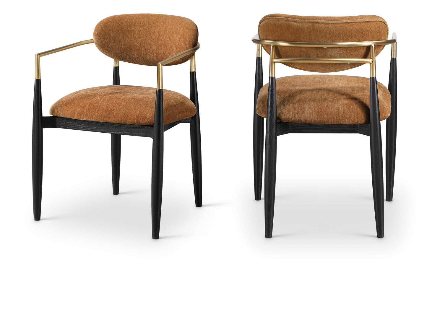 Panthere Premium Wood and Brass Dining Chair w/Performance Fabric