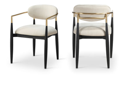 Panthere Premium Wood and Brass Dining Chair w/Performance Fabric