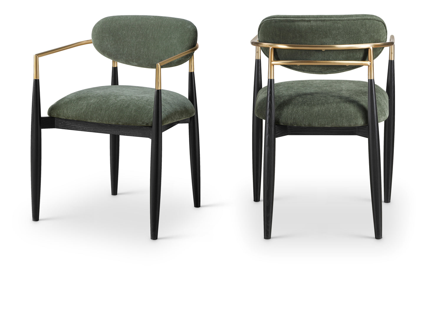 Panthere Premium Wood and Brass Dining Chair w/Performance Fabric