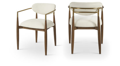 Panthere Premium Wood and Brass Dining Chair w/Performance Fabric