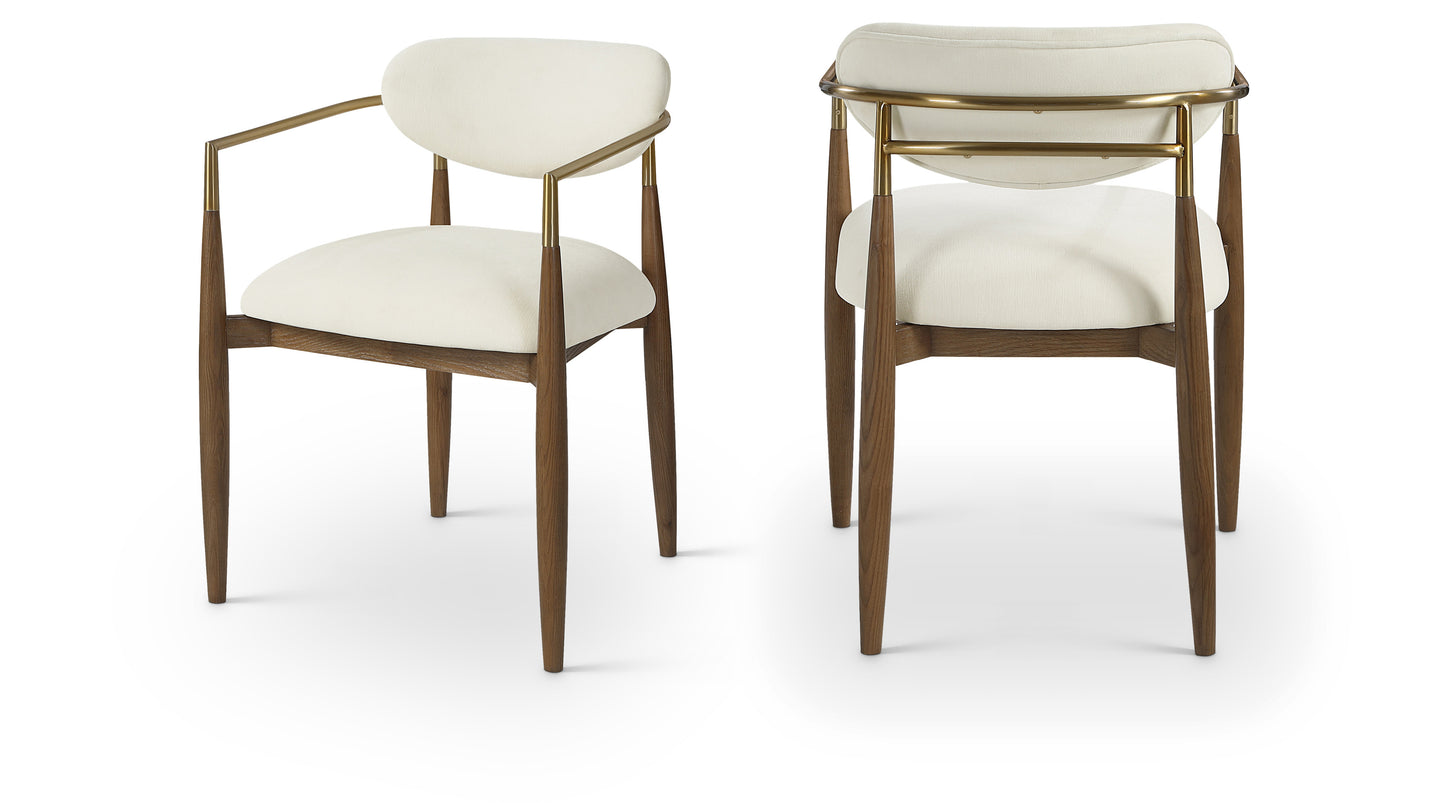 Panthere Premium Wood and Brass Dining Chair w/Performance Fabric