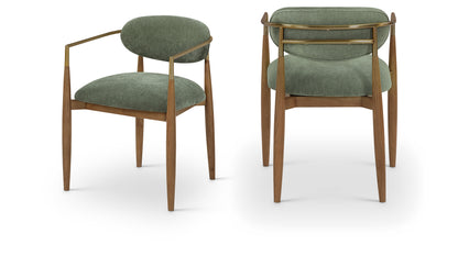Panthere Premium Wood and Brass Dining Chair w/Performance Fabric